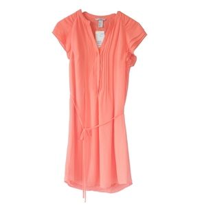 NWT H&M Coral Pink Ruffle Sleeve Dress